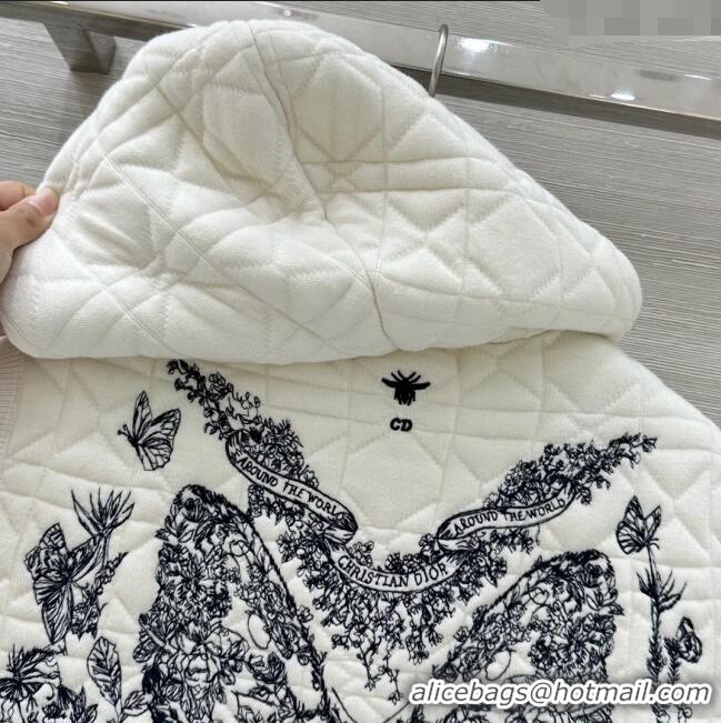 Good Quality Dior Cannage Wool Hoodie Vest with Embroidery 1014 White 2025