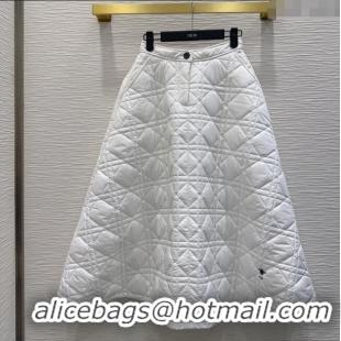 Best Grade Dior Quilted Padded Skirt DR110636 White 2025