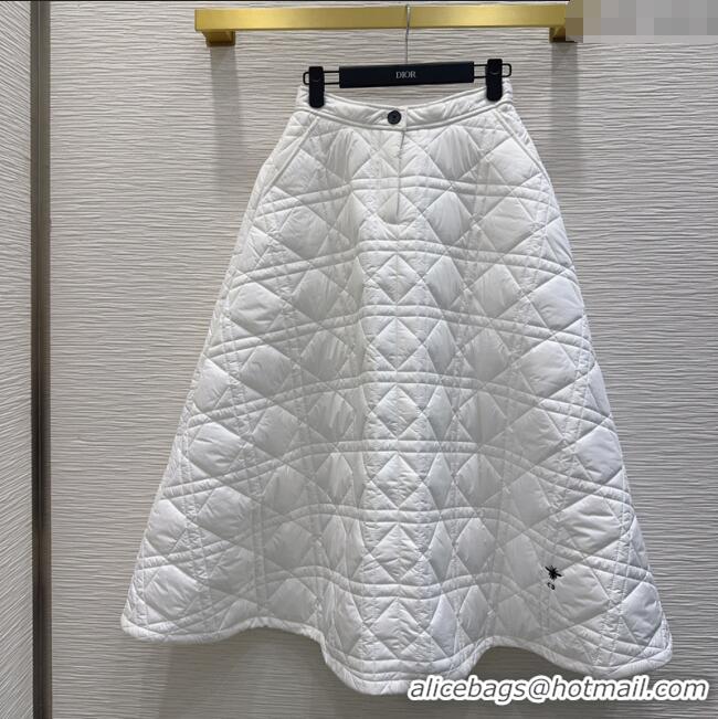 Best Grade Dior Quilted Padded Skirt DR110636 White 2025