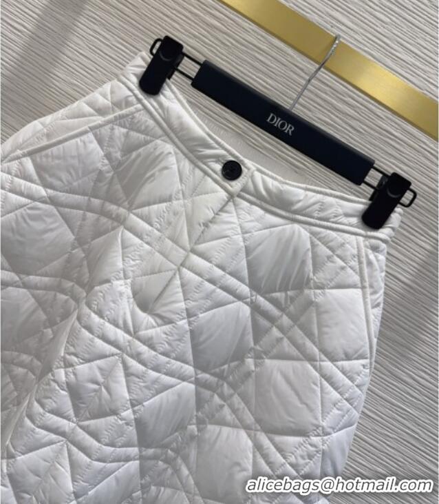 Best Grade Dior Quilted Padded Skirt DR110636 White 2025