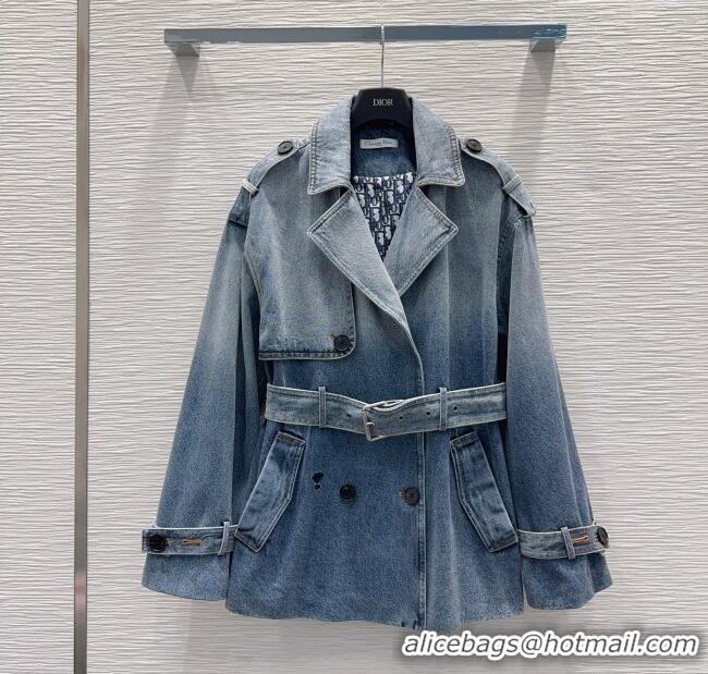Promotional Dior Denim Long Jacket DR110652 Blue 2025