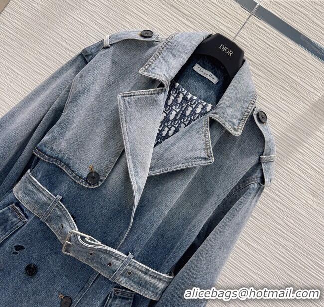 Promotional Dior Denim Long Jacket DR110652 Blue 2025