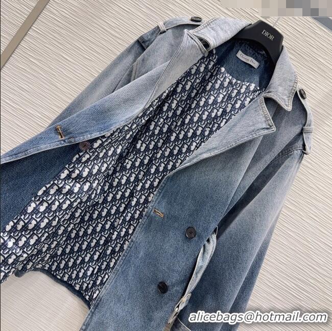 Promotional Dior Denim Long Jacket DR110652 Blue 2025
