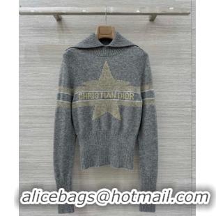 Well Crafted Dior Wool Cashmere Top with Star DR110684 Grey 2025
