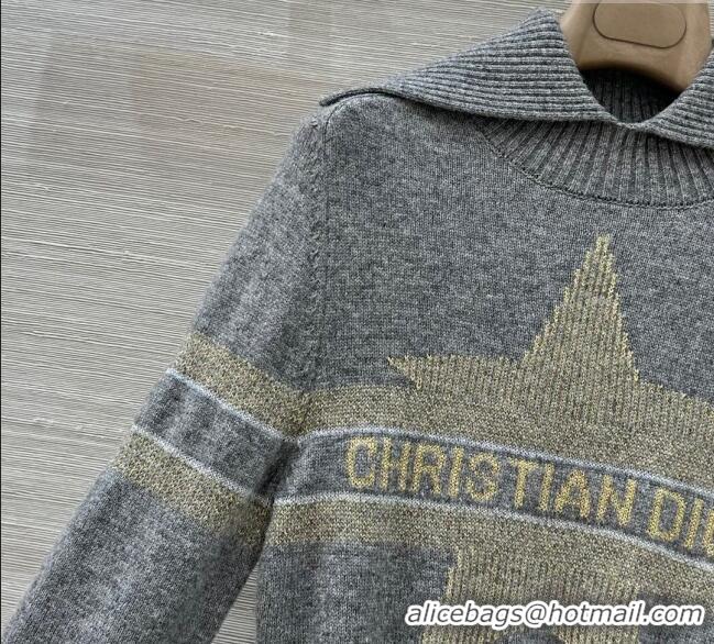 Well Crafted Dior Wool Cashmere Top with Star DR110684 Grey 2025
