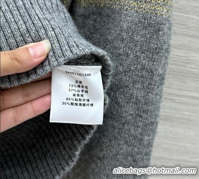 Well Crafted Dior Wool Cashmere Top with Star DR110684 Grey 2025