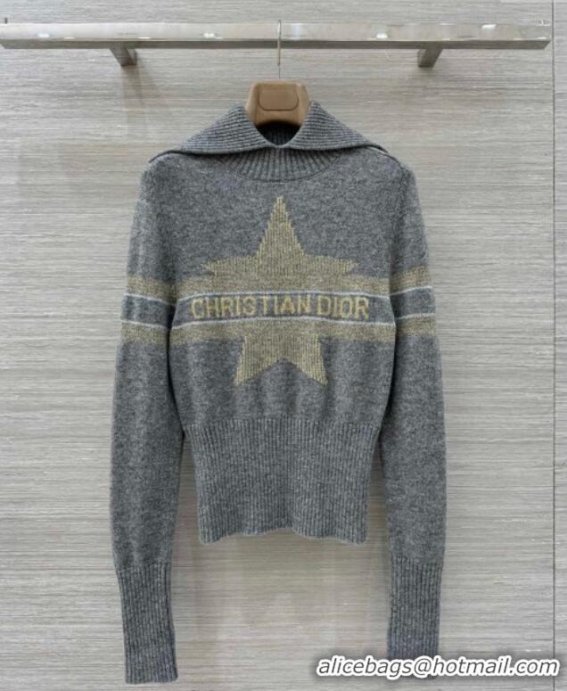 Well Crafted Dior Wool Cashmere Top with Star DR110684 Grey 2025