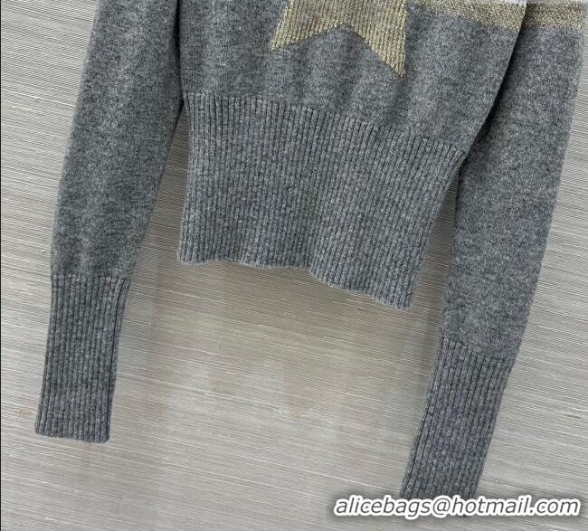 Well Crafted Dior Wool Cashmere Top with Star DR110684 Grey 2025