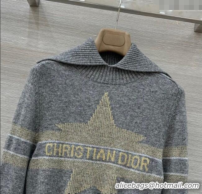 Well Crafted Dior Wool Cashmere Top with Star DR110684 Grey 2025