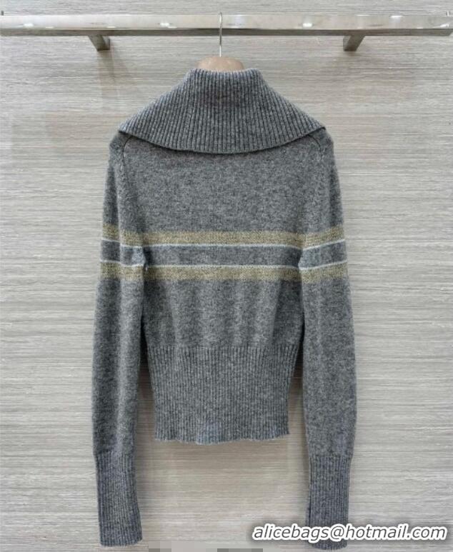 Well Crafted Dior Wool Cashmere Top with Star DR110684 Grey 2025