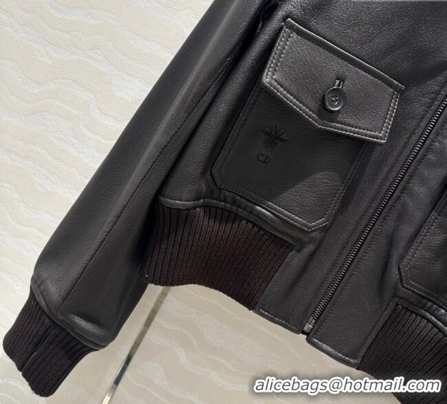 Super Quality Dior Leather and Shearling Jacket DR110688 Black 2025