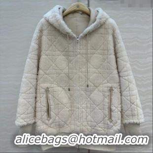 Top Design Dior Cashmere and Lambskin Leather Reversible Jacket DR110501 White 2025