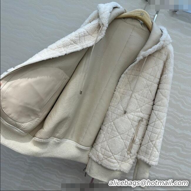 Top Design Dior Cashmere and Lambskin Leather Reversible Jacket DR110501 White 2025