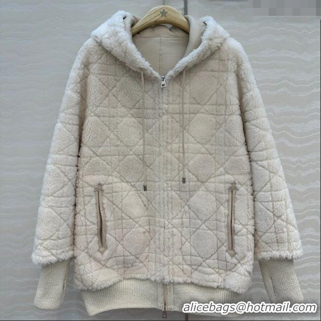 Top Design Dior Cashmere and Lambskin Leather Reversible Jacket DR110501 White 2025