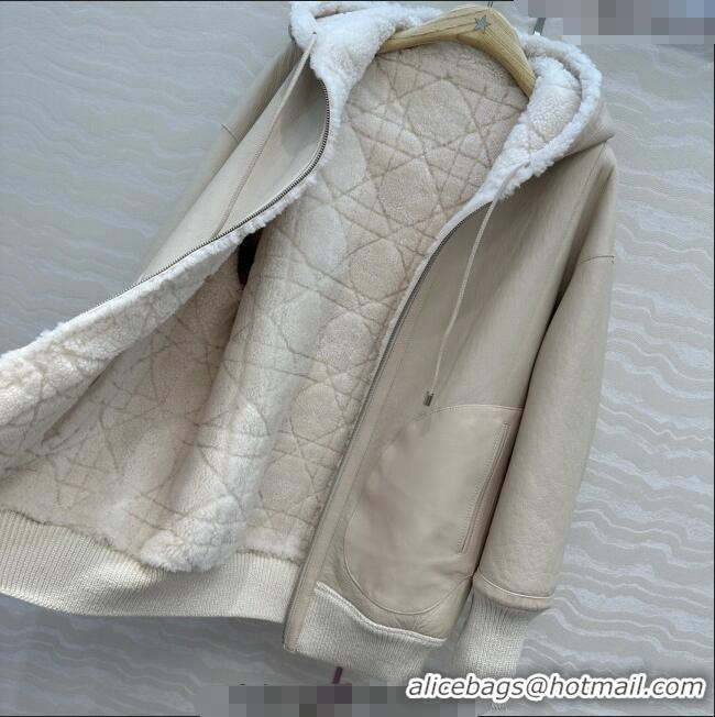 Top Design Dior Cashmere and Lambskin Leather Reversible Jacket DR110501 White 2025