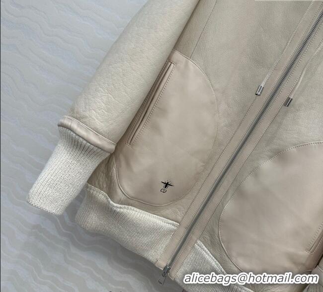 Top Design Dior Cashmere and Lambskin Leather Reversible Jacket DR110501 White 2025