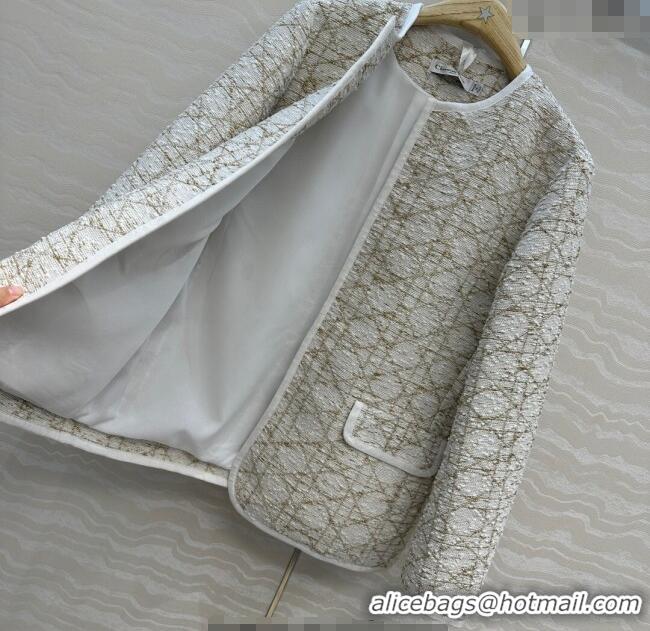 Famous Brand Dior Tweed Jacket DR110502 White/Gold 2025