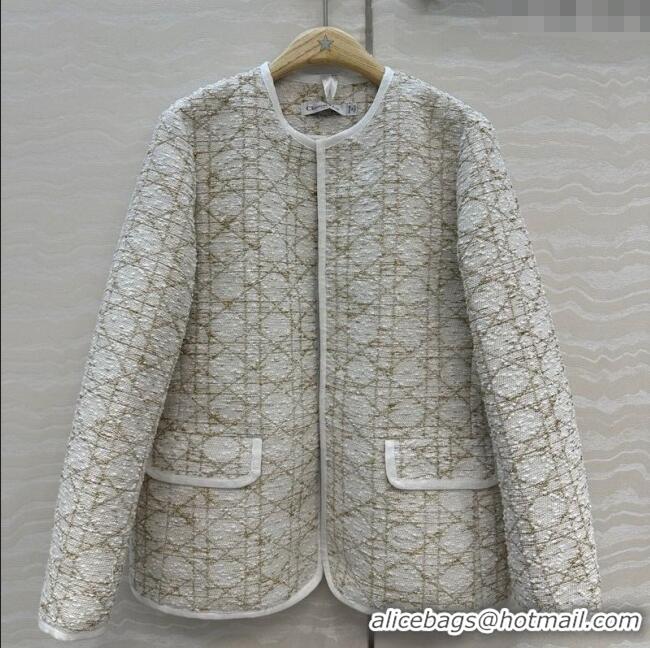 Famous Brand Dior Tweed Jacket DR110502 White/Gold 2025