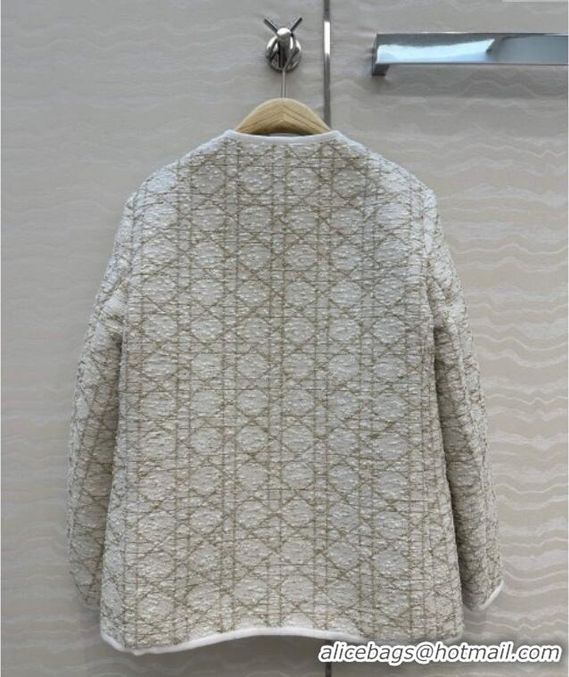 Famous Brand Dior Tweed Jacket DR110502 White/Gold 2025
