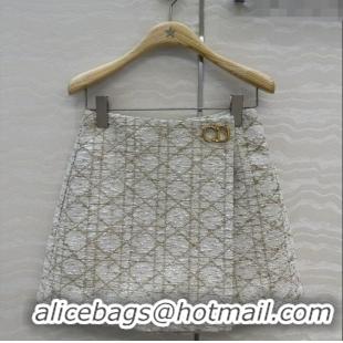 Traditional Discount Dior Tweed Shorts DR110502 White/Gold 2025