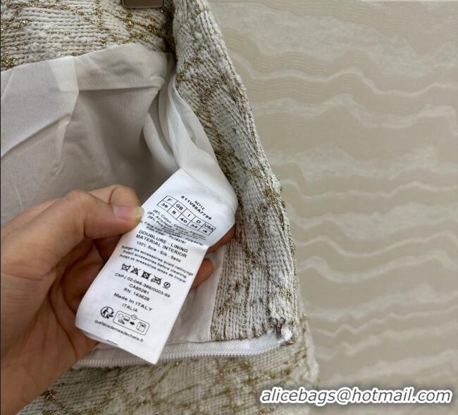 Traditional Discount Dior Tweed Shorts DR110502 White/Gold 2025