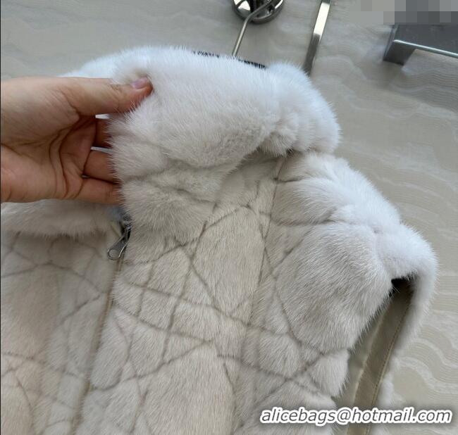 Famous Brand Dior Mink Fur and Sheepskin Leather Vest DR110503 White 2025