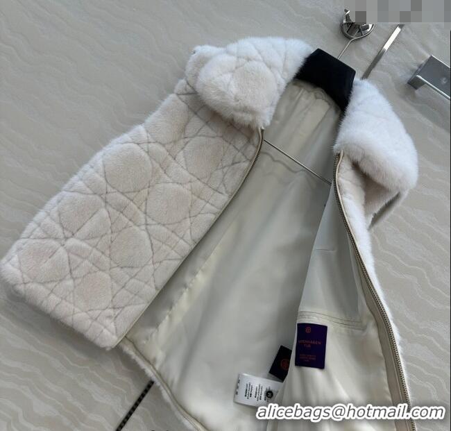 Famous Brand Dior Mink Fur and Sheepskin Leather Vest DR110503 White 2025