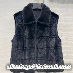 Famous Brand Dior Mink Fur and Sheepskin Leather Vest DR110503 Black 2025