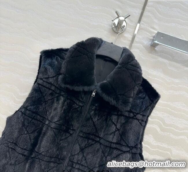 Famous Brand Dior Mink Fur and Sheepskin Leather Vest DR110503 Black 2025