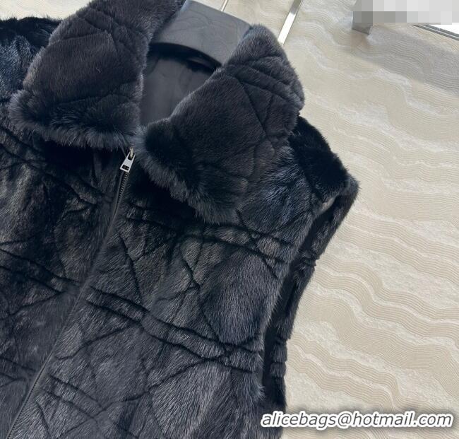 Famous Brand Dior Mink Fur and Sheepskin Leather Vest DR110503 Black 2025