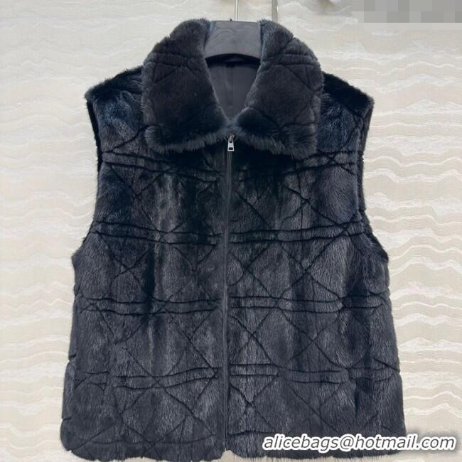 Famous Brand Dior Mink Fur and Sheepskin Leather Vest DR110503 Black 2025