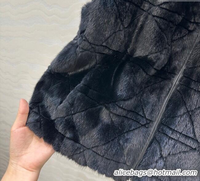 Famous Brand Dior Mink Fur and Sheepskin Leather Vest DR110503 Black 2025