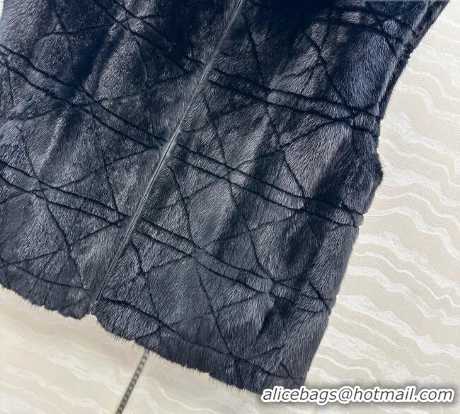 Famous Brand Dior Mink Fur and Sheepskin Leather Vest DR110503 Black 2025