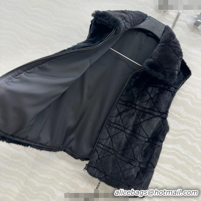 Famous Brand Dior Mink Fur and Sheepskin Leather Vest DR110503 Black 2025