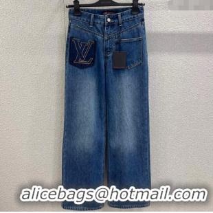 Luxury Cheap Louis Vuitton Cotton Denim Jeans 1114 Blue 2025