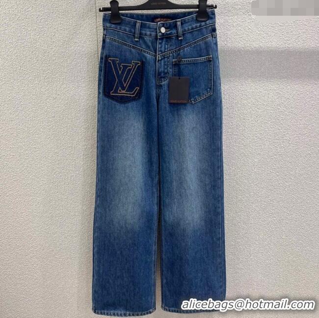 Luxury Cheap Louis Vuitton Cotton Denim Jeans 1114 Blue 2025