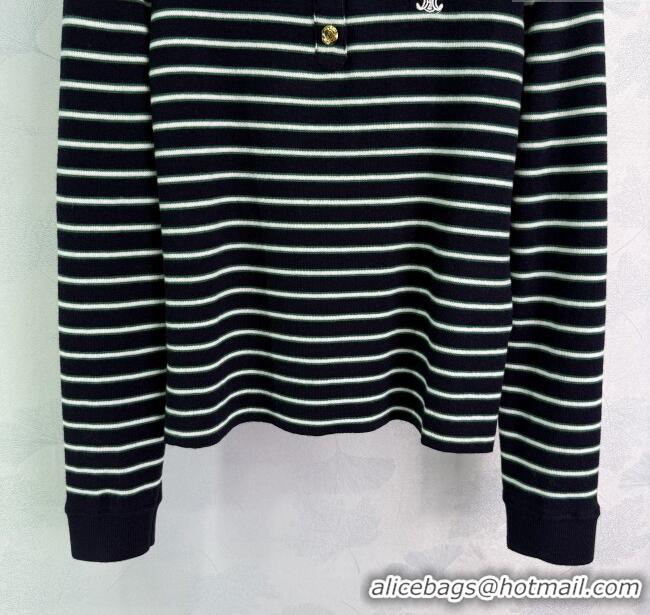 Super Quality Celine Striped Polo Shirt 0812 Green 2025