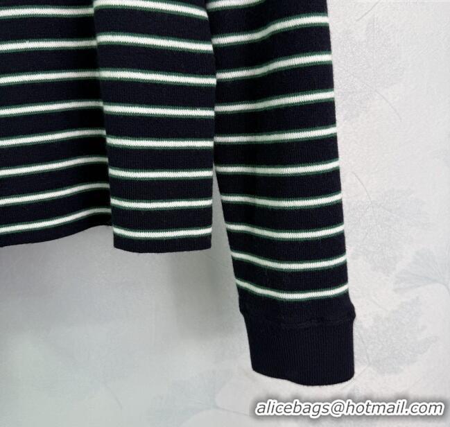 Super Quality Celine Striped Polo Shirt 0812 Green 2025