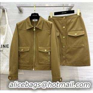 Unique Discount Celine Jacket and Skirt D9216 Brown 2025