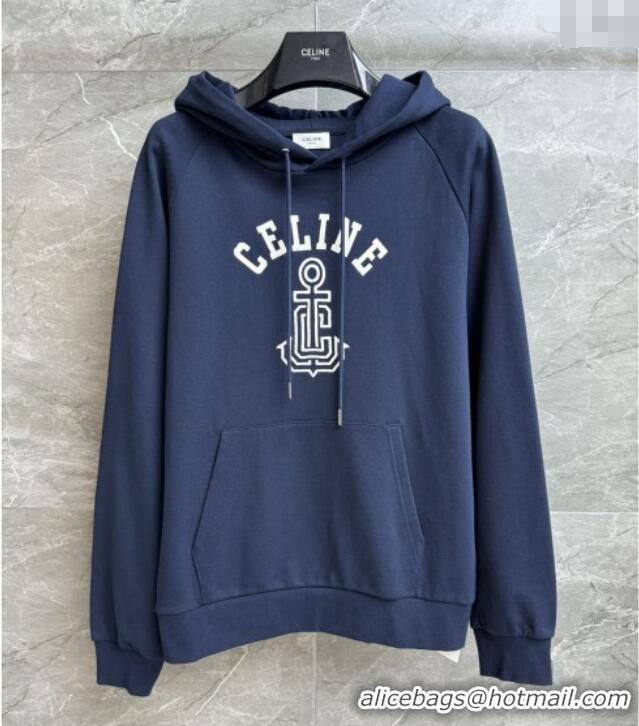 Famous Brand Celine Anchor 70's Hoodie in cotton Fleece C1622 Blue 2025