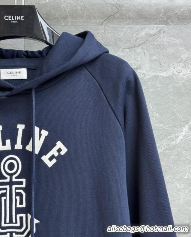 Famous Brand Celine Anchor 70's Hoodie in cotton Fleece C1622 Blue 2025