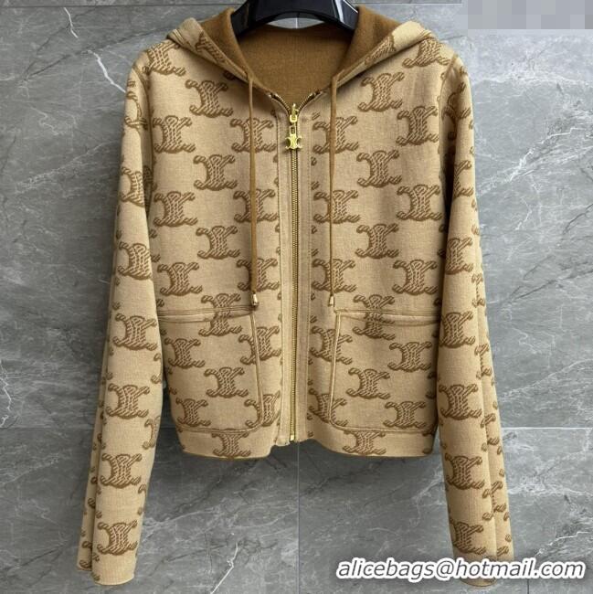 ​Top Grade Celine Wool Zipped Cardigan C91703 Brown 2025
