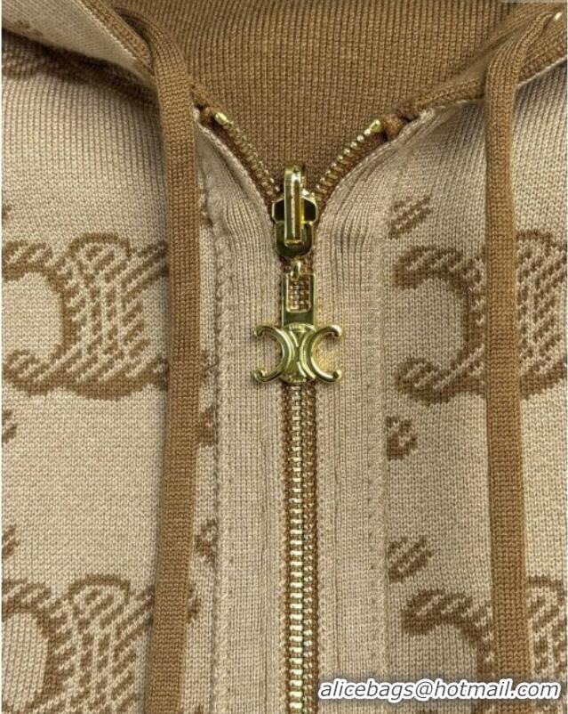 ​Top Grade Celine Wool Zipped Cardigan C91703 Brown 2025