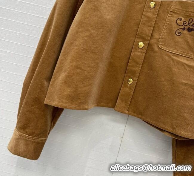 Buy Cheapest Celine Corduroy Jacket 0919 Brown 2025