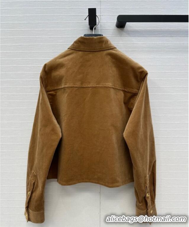 Buy Cheapest Celine Corduroy Jacket 0919 Brown 2025
