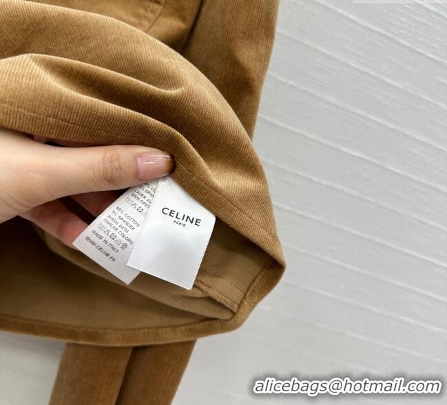 Buy Cheapest Celine Corduroy Jacket 0919 Brown 2025