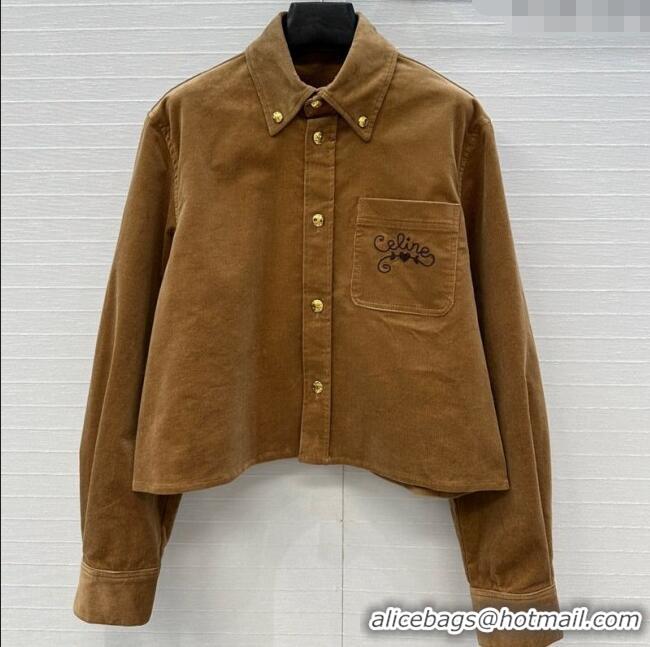 Buy Cheapest Celine Corduroy Jacket 0919 Brown 2025