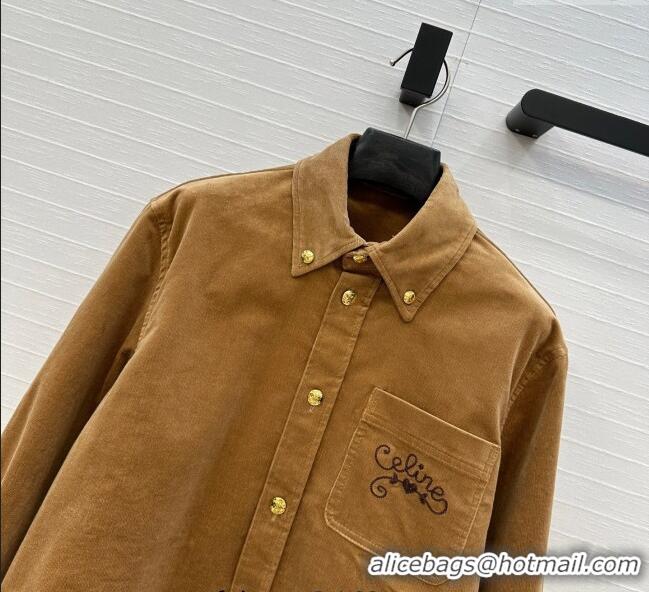 Buy Cheapest Celine Corduroy Jacket 0919 Brown 2025