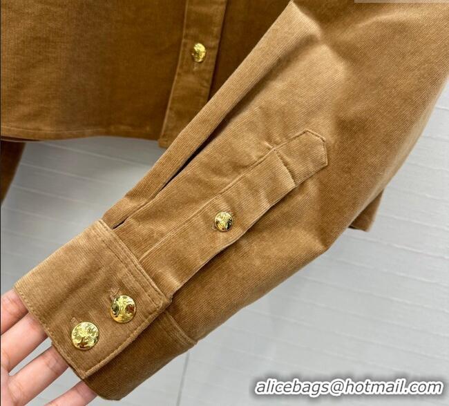 Buy Cheapest Celine Corduroy Jacket 0919 Brown 2025