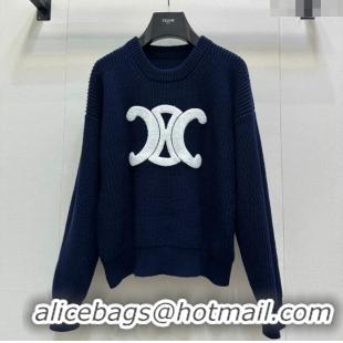 Original Cheap Celine Wool Sweater CE101501 Blue 2025